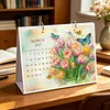 Diamond Art Painting 2027 Desk Calendar Non-Fading DIY Diamond Painting Calendar Ornament Multi Purpose DIY Resin Paintings Desks Kit for Office Home Interior Decoration (Flower)