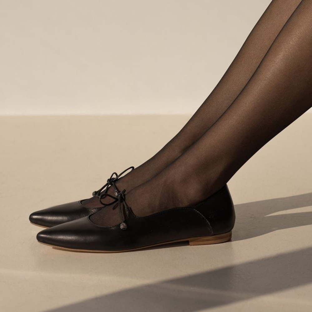 Classic Black Pointed Toe Flats for Office Women Nicepairs