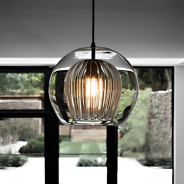 Creative Double Layer Glass Lampshade Electroplated Brass Chandelier - Appledas