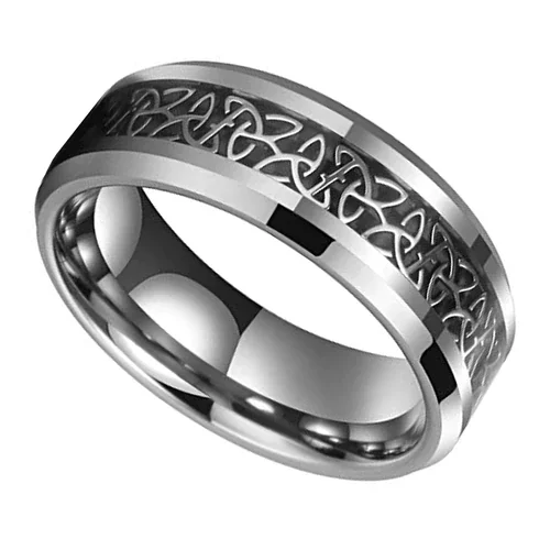 6MM 8MM Silver Celtic Knot Tungsten Women's Or Men's Tungsten Carbide Wedding Rings With Irish Triquetra Trinity