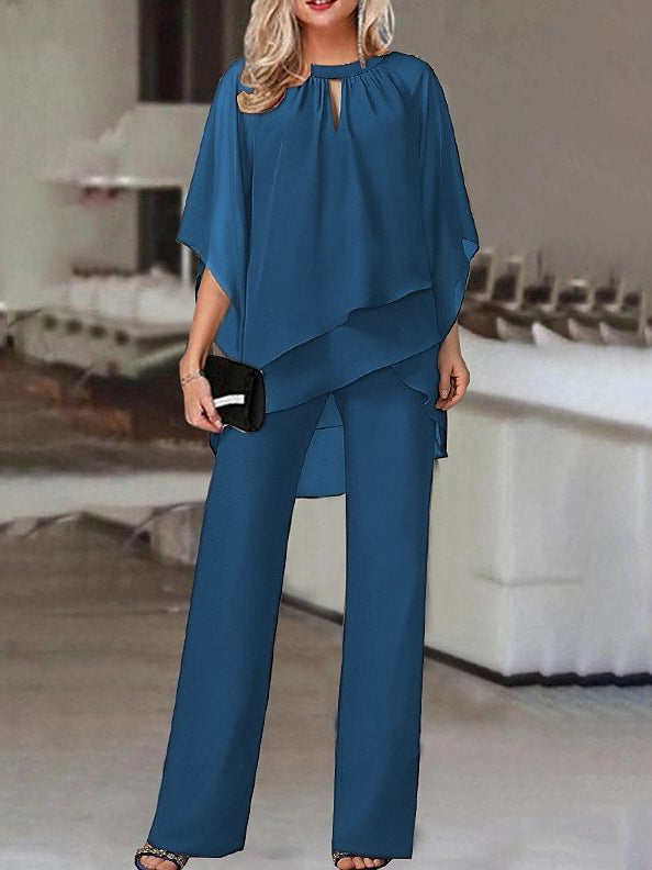 Women Half Sleeve V-neck Solid Color Dress