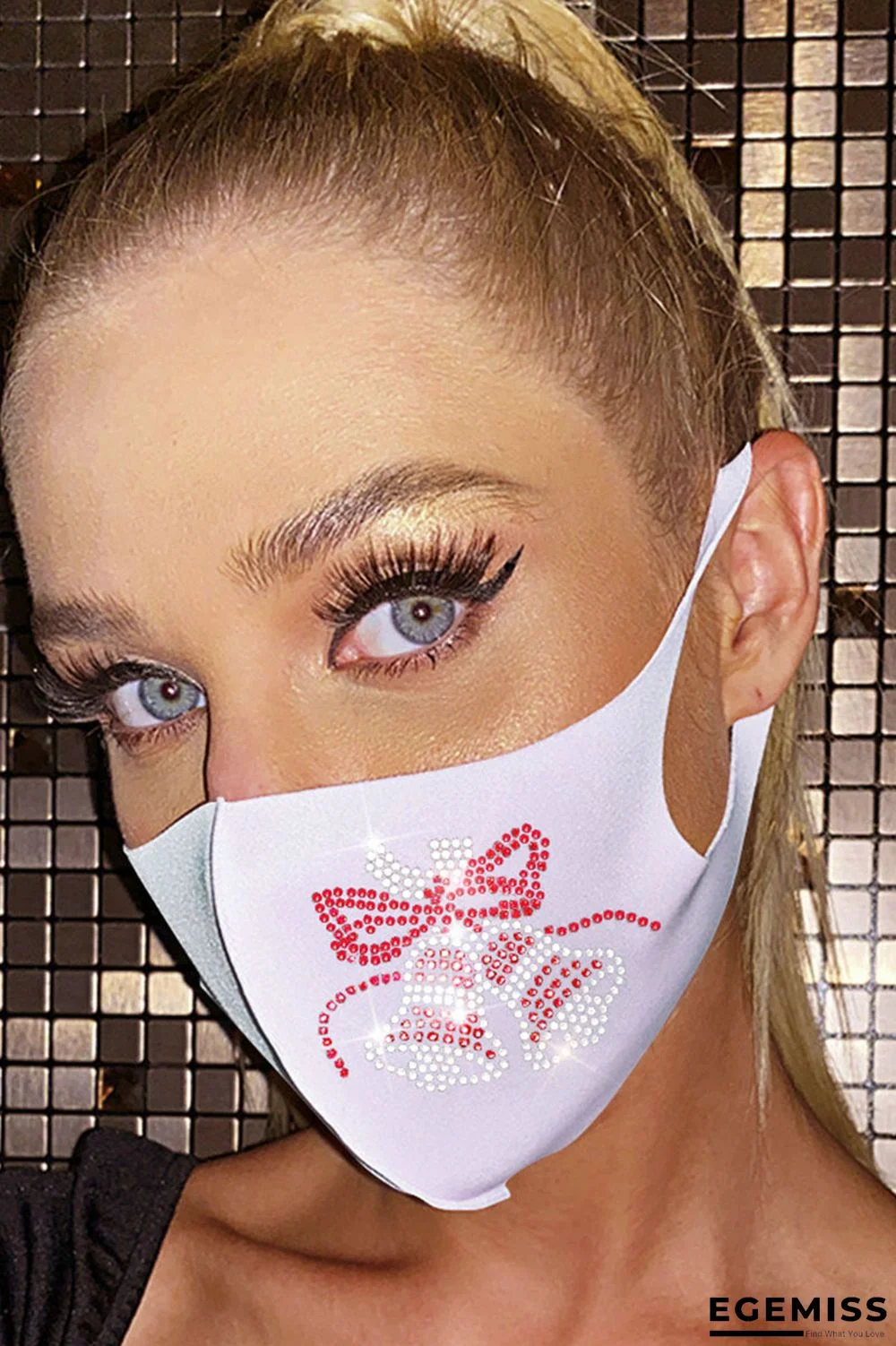 White Casual Street Patchwork Hot Drill Mask | EGEMISS