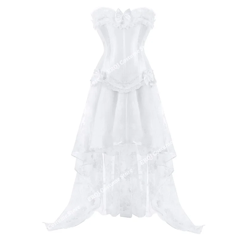 Billionm Corset Dress Lace Floral Body Shape Sexy Corsets Dresses for Women Elegant Halloween Cosplay Costume White Plus Size