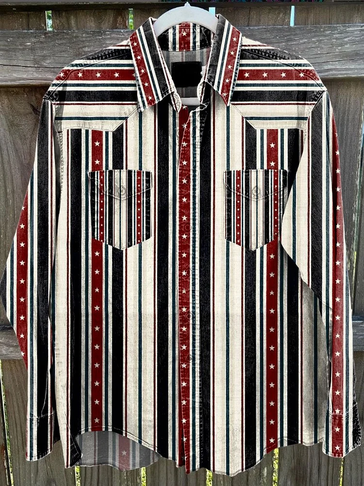 Retro Western Cowboy Style Print Casual Shirt