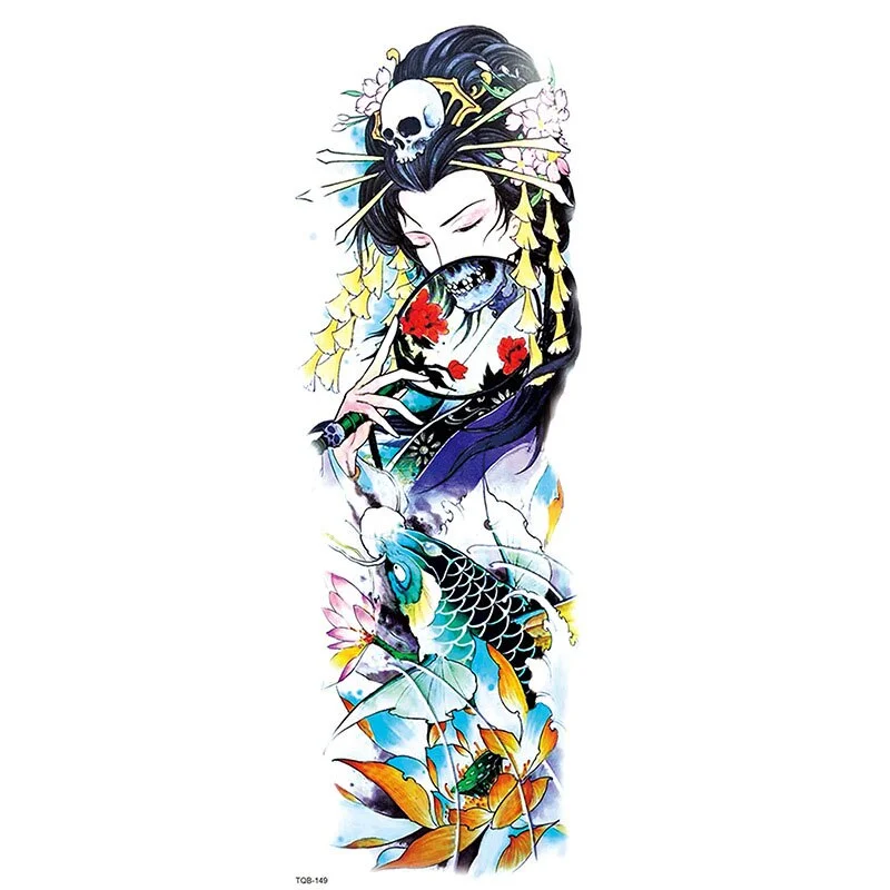 Large Arm Sleeve Tattoo Dragon Tiger Wolf Waterproof Temporary Tatoo Sticker Totem Tatto