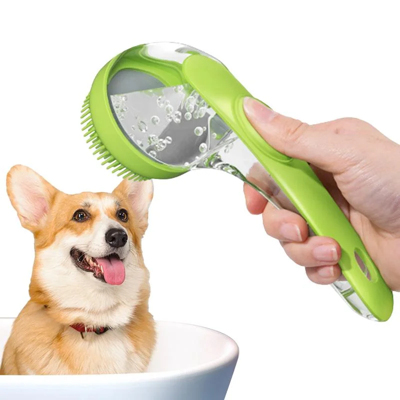 Furry Pet Bath Brush Soft Silicone Long Handle With Shampoo Dispenser