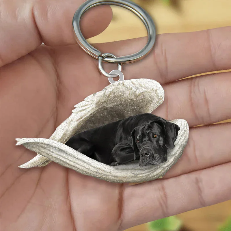 VigorDaily Sleeping Angel Acrylic Keychain Black Great Dane