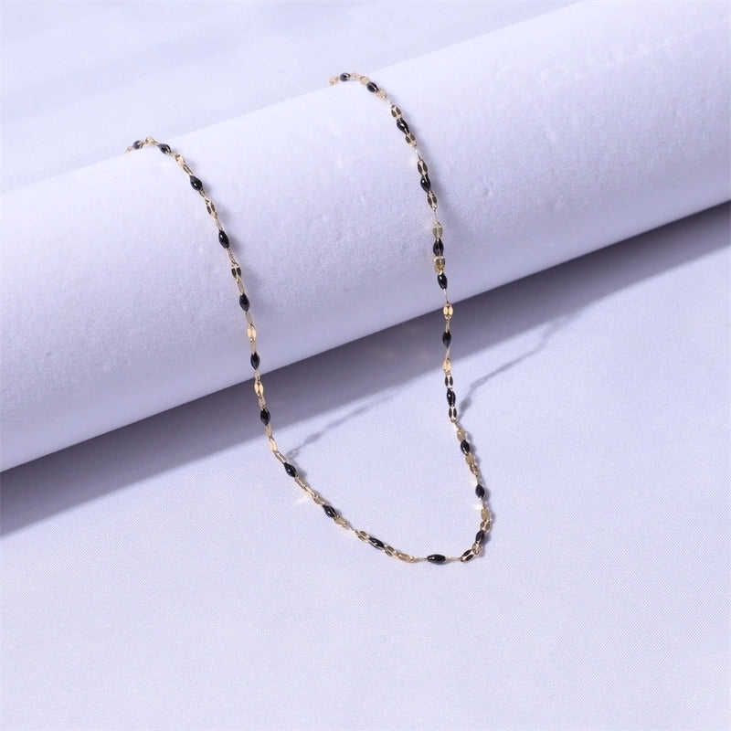 Sweet Color Block Titanium Steel Enamel Necklace