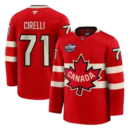 Men's Canada #71 Anthony Cirelli Red 2025 4 Nations Face-Off Premium Stitched Jersey