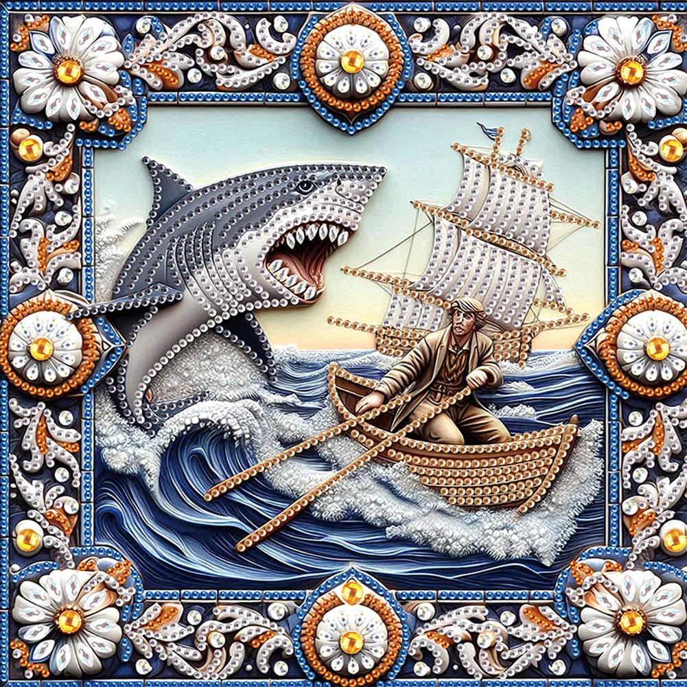 Diamond Painting - Partial Special Shaped Drill - Shark(Canvas|30*30cm)