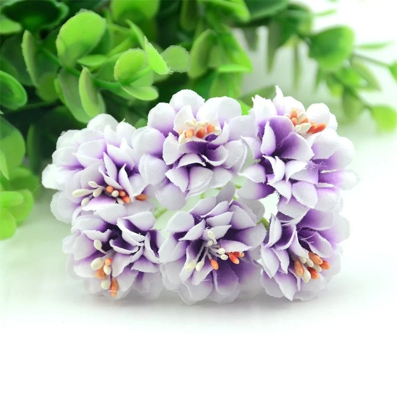 6pcs Mini  Artificial Silk Rose Bouquet Flower Stamen Wedding  Box Decoration Stamen Cheap Scrapbooking Fake Flower