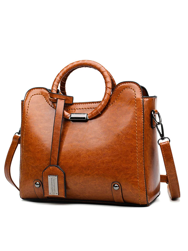 Vintage Oiled Leather Handbag Crossbody Bag