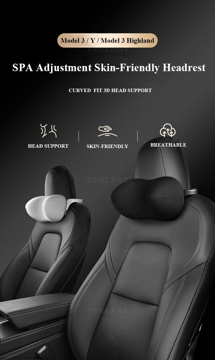 TESLASY Tesla Model 3/Y/Model 3 Highland SPA Adjustable Skin-friendly Headrest (2pcs/set)