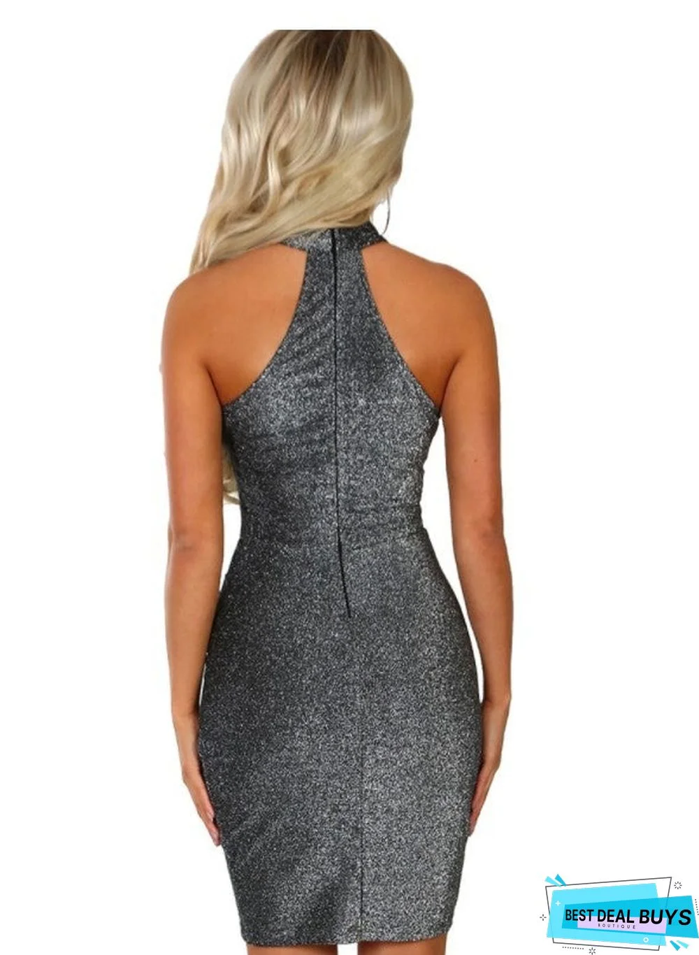 Halter Backless Glitter Bodycon Dress
