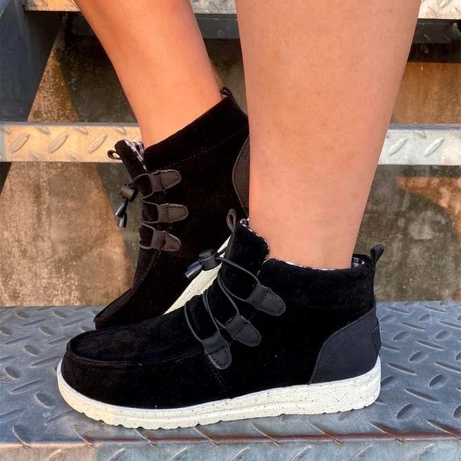 Artificial Leather Flat Heel All Season Boots -boots