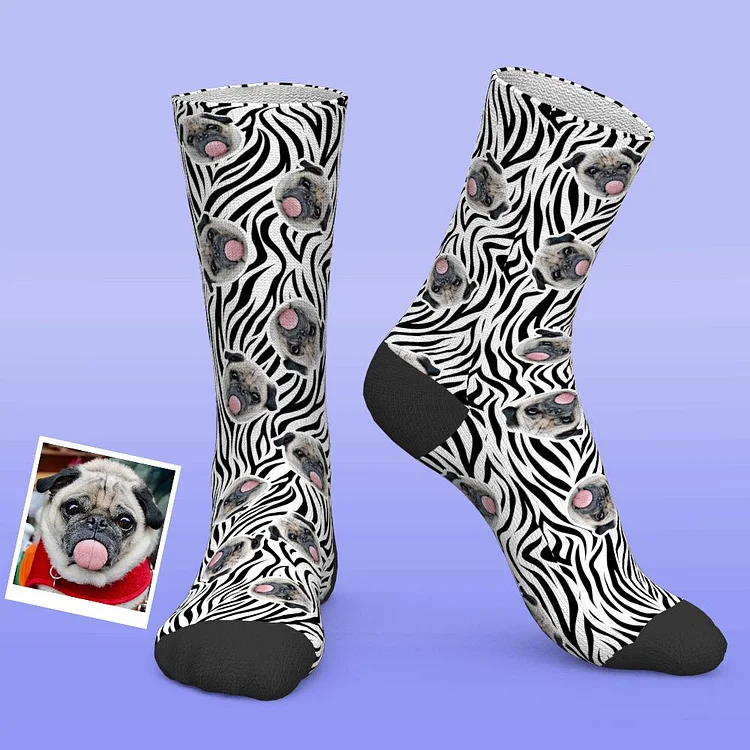 Custom Photo Socks Zebra Print Personalised Funny Socks