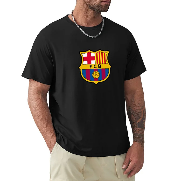 FC Barcelone Graphique Coton T-shirt Manche Courte Homme