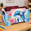 5D DIY Diamond Painting Decorative Storage Box Wood Storage Clutch (Dolphin)