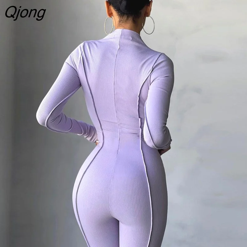 Qjong MO Patchwork Bodycon Playsuit Women Sexy Jumpsuit O Neck Short Sleeve Bodysuit Female Elegant Slim Playsuits Rompers