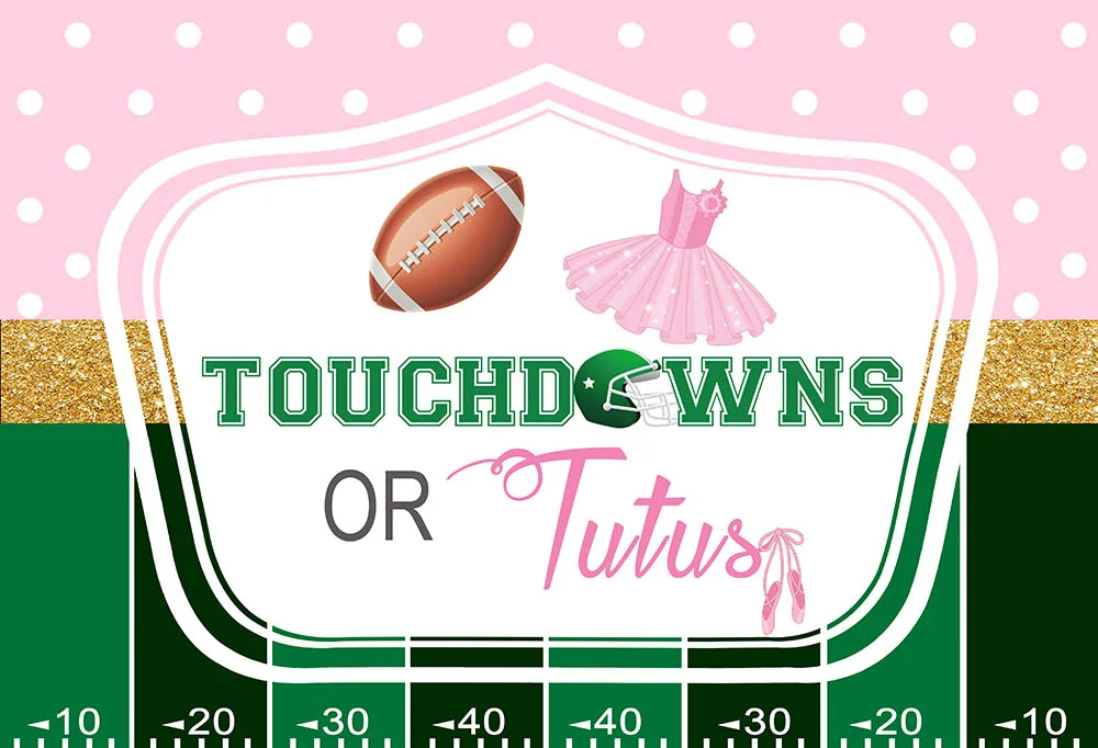 Touchdowns Or Tutus Gender Reveal Backdrop RedBirdParty