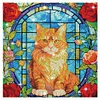 1PC-Diamonds Painting Stained Glass Cat Wall Sticker Home Decor