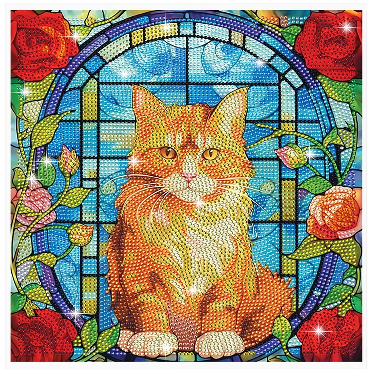 Stained Glass Cat DIY Creative Mosaic Sticker Craft Diamond Painting Sticker gbfke