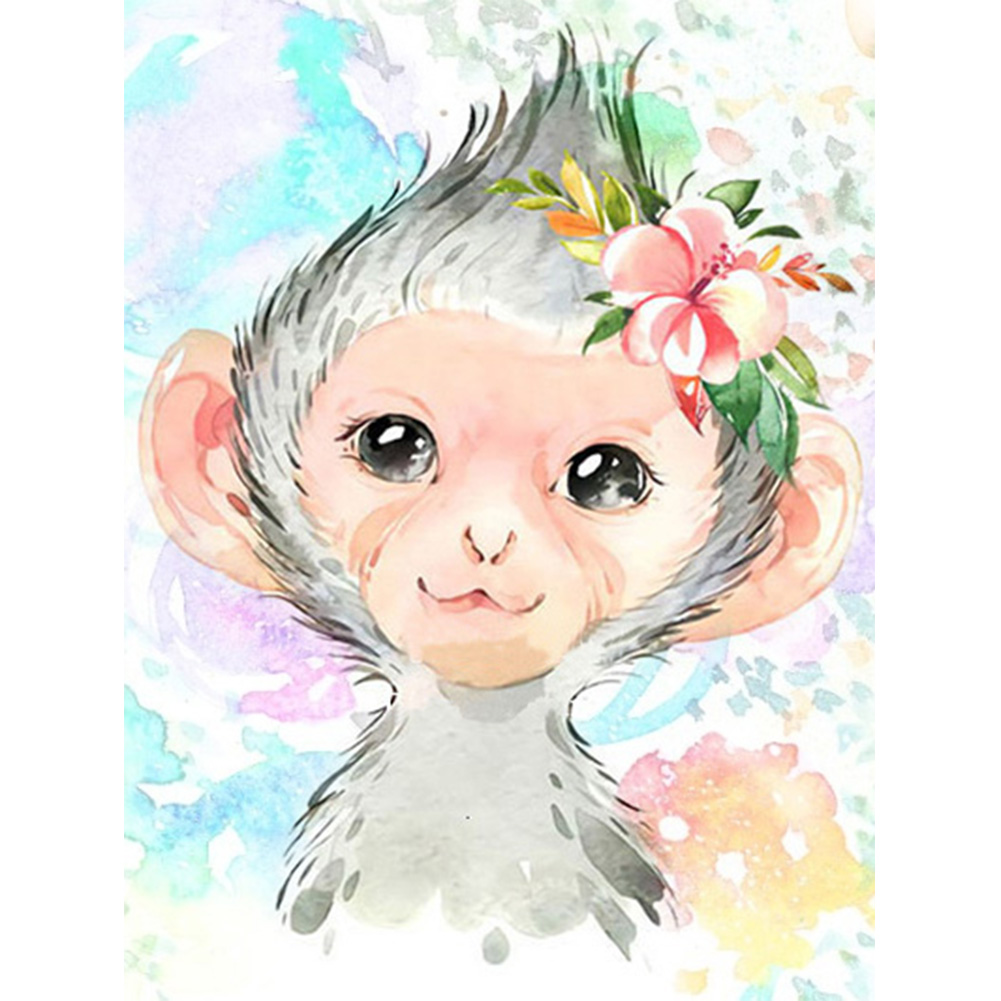 

Cartoon Monkey With Flower - Round Drill Diamond Painting - 30*40CM, 501 Original