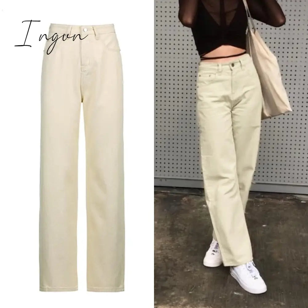 Ingvn - Brown Vintage Baggy Jeans Women 90S Streetwear Pockets Wide Leg Cargo Pants Y2K Low Waist