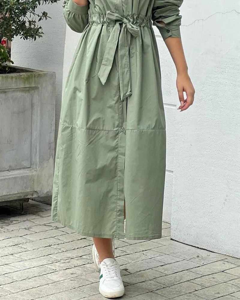 Casual lace-up midi dress