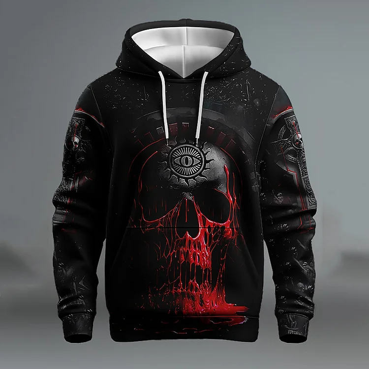 Comstylish Men'S Skull Pattern Long Sleeve Hoodie