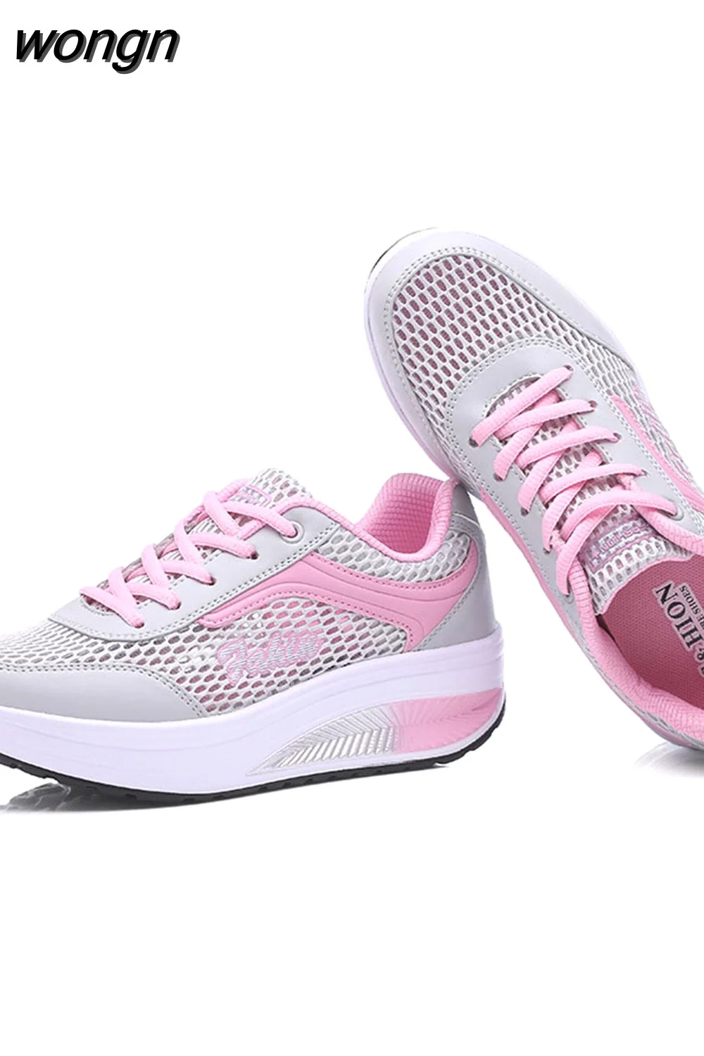 wongn Women Shoes Wedge Sneakers Platform Trainers Women Shoes Casual Lace-Up Tenis Feminino Zapatos De Mujer Women Sneakers High Heel