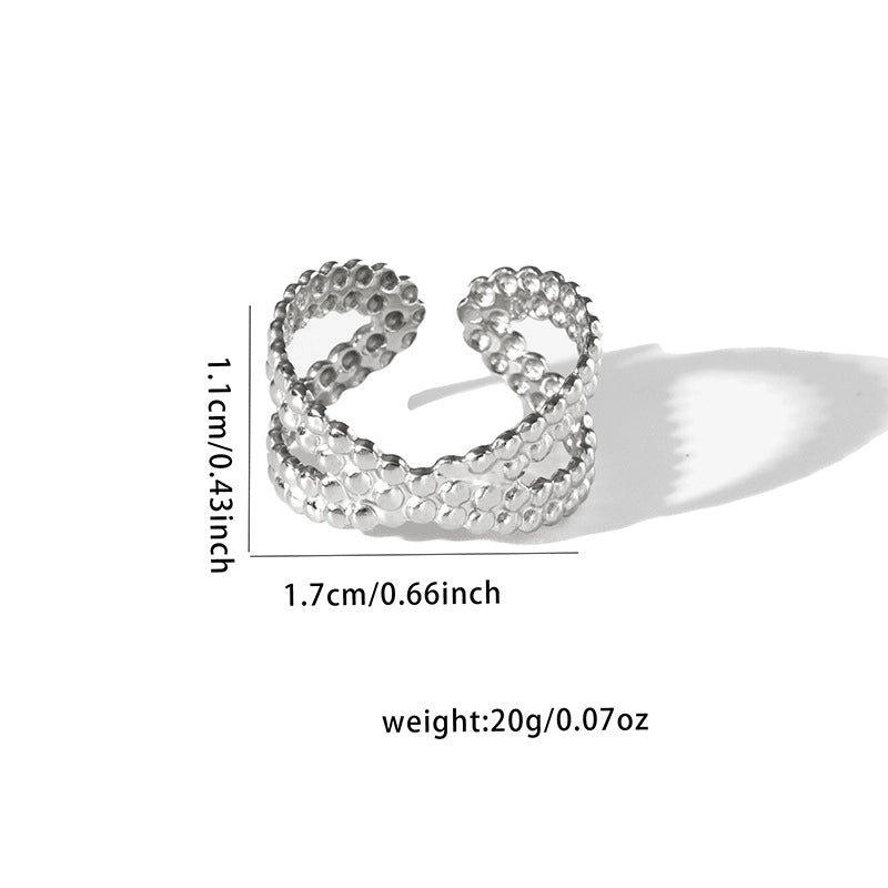 Casual Minimalist Leaf Titanium Steel Plating Open Rings