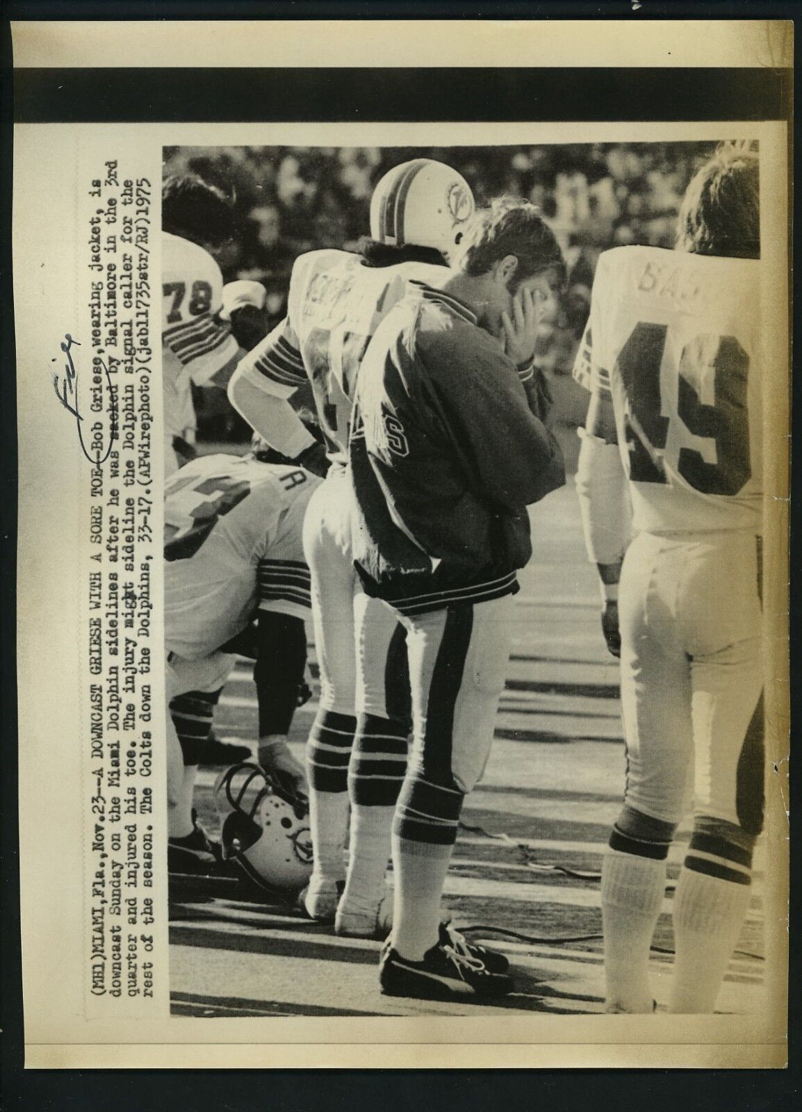 Bob Griese Lot of 7 Press Photo Poster paintings Miami Dolphins Purdue