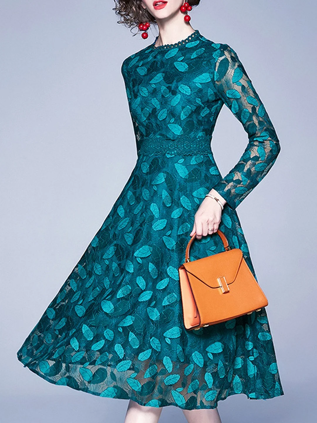 Green Dresses A-Line Elegant Paneled Dresses