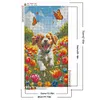 Chien et fleur - perceuse ronde peinture diamant - 40*70cm (grande taille)