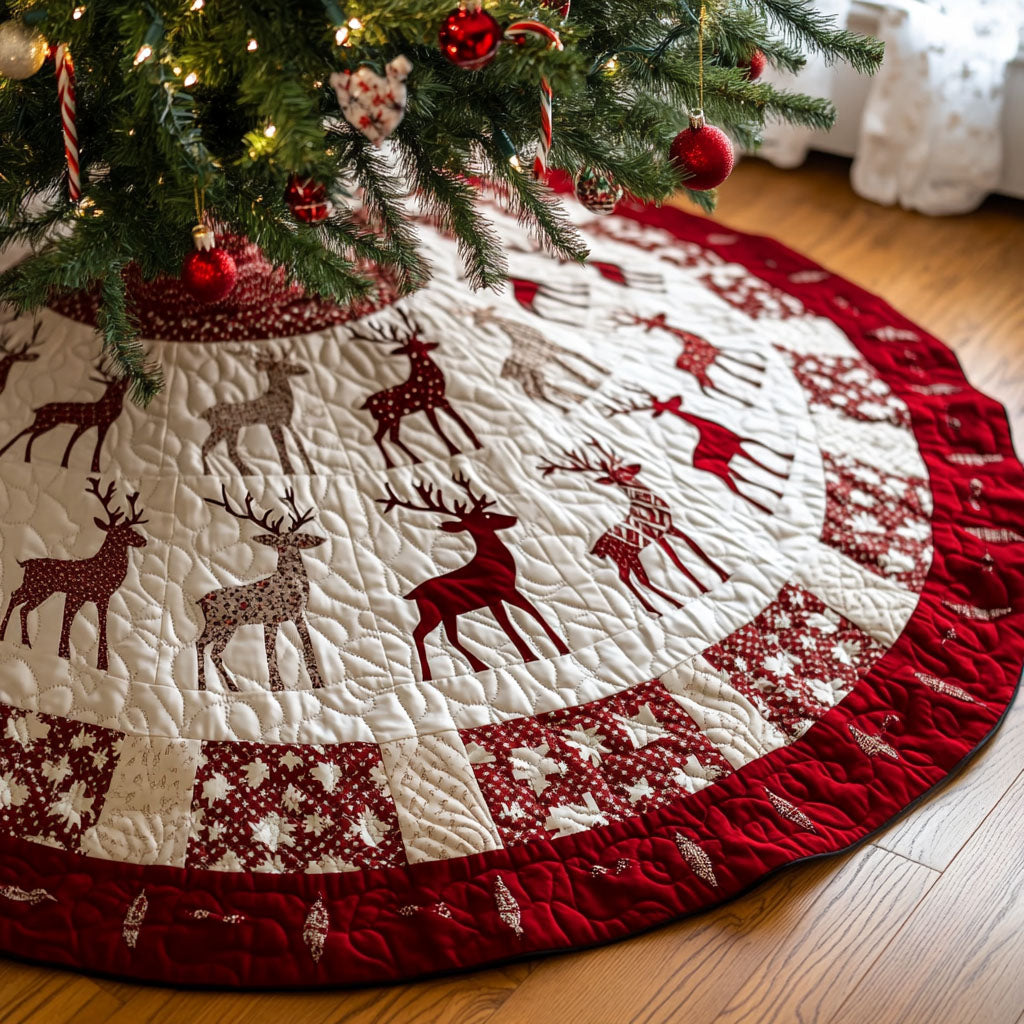 Snowy Forest Dreams Quilted Christmas Tree Skirt NCU0PT2384