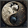 Tai Chi Yin Yang Black And White Cat - 11CT Stamped Cross Stitch - 45*45cm