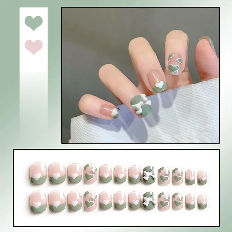 24pcs press on nails Butterfly Decoration Wear Long Paragraph Fashion Manicure Patch False Nails Save Time Wearable Jelly Nails-Nail Inspo