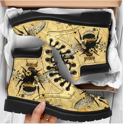 Women's Work Boots High Top Insect Print Martin Boots