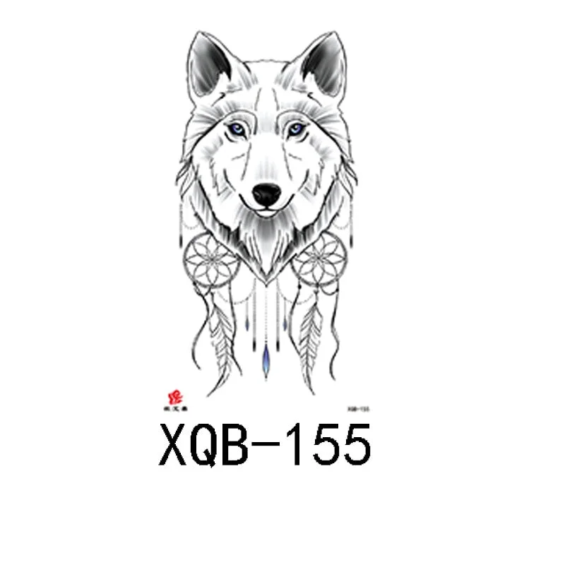 Small Full Arm Waterproof Tattoo Sticker Half Arm Arm Fierce Wolf Head Animal Arm Lasting European and American Tattoo Sticker