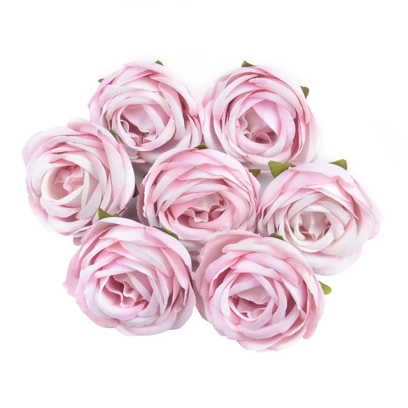 3/20pcs 4cm Artificial Silk Tea Rose Flower Head For Wedding Home Decoration DIY Wreath Scrapbook Fake Flowers Wall Craft