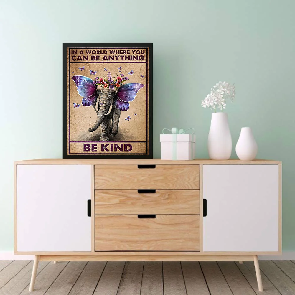 Full Round Diamond Painting 30*40cm - Elephant Calligraphy And Painting Design