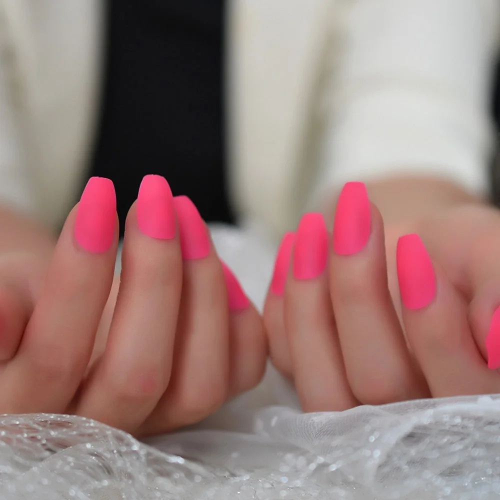 Nude Extra Long Fake Nails Coffin Full Cover Glossy False Nail Long Ballerina Nails with Glue Sticker-Nail Inspo