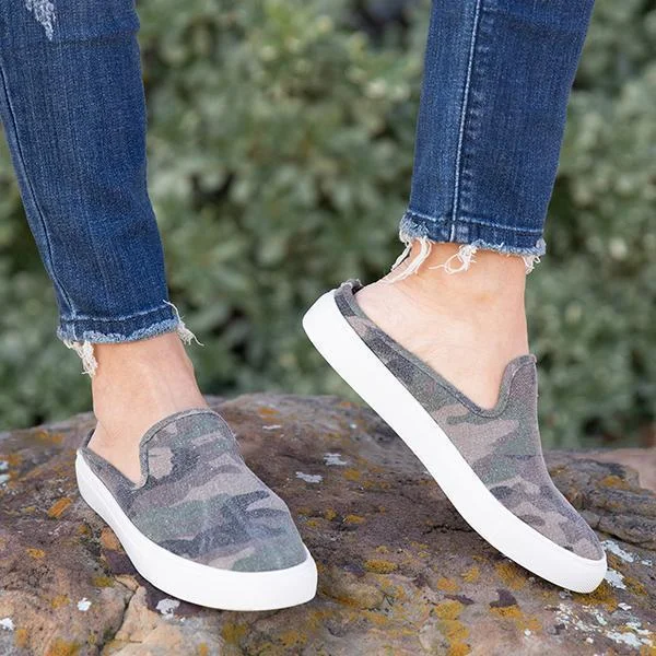 Leopard&Camouflage Flats Canvas Sneakers