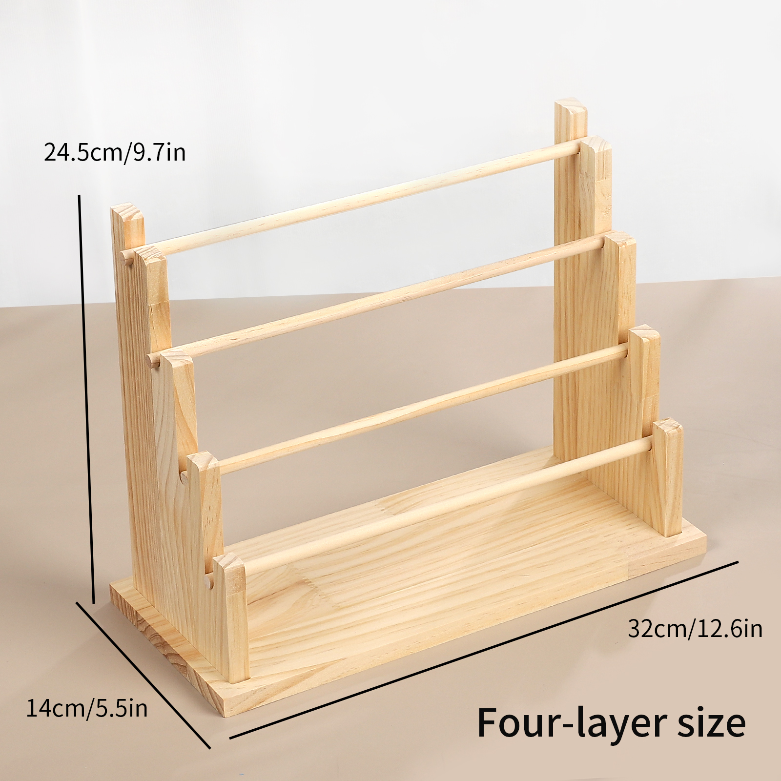 Tape Storage Rack - Four-layer/Six-layer Trapezoidal Wooden Storage Rack 