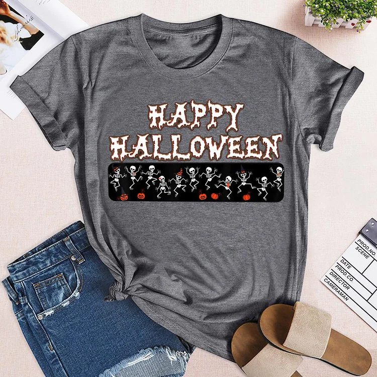 Happy Halloween Skeleton Party T-shirt Tee -06740