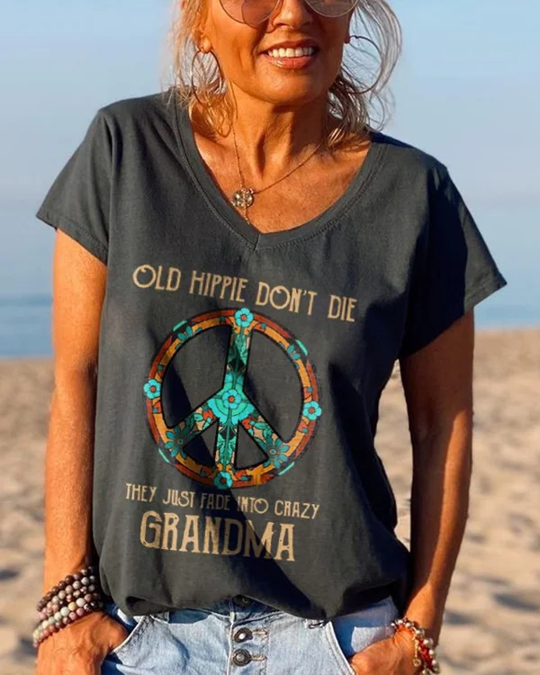 🔥kukelife🔥Peace And Love Old Hippie Don't Die Hippie Graphic Tees