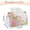 (24cm)Soft Pink Floral Butterfly 24cm DIY Diamond Painting Rhinestones Decorative Tissue Box Reusable Crystal Mosaic PU Tissue Holder for Home Car Desk Decoration Craft