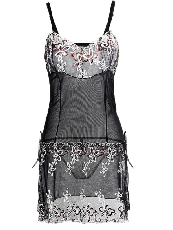Lace Sexy Lingerie Embroidery Suspender Nightdress