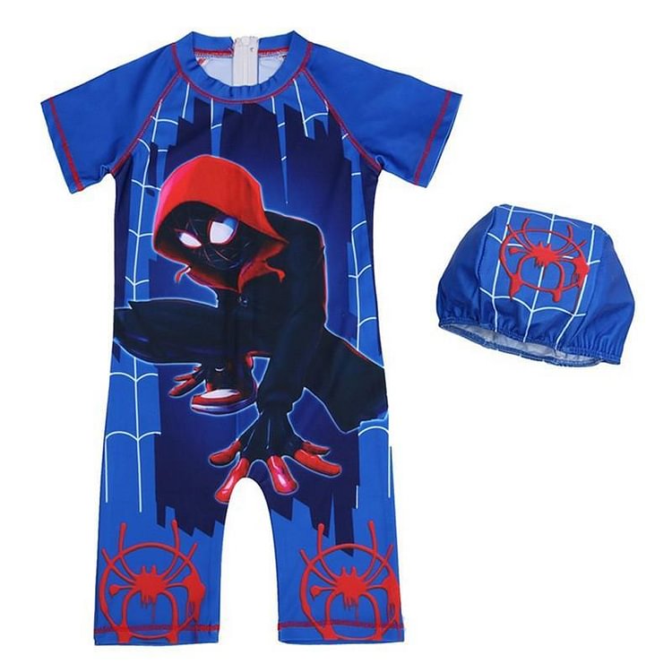 Spider-Man Into The Spider-Verse Printed Kids One Piece Bathing Suit-Mayoulove